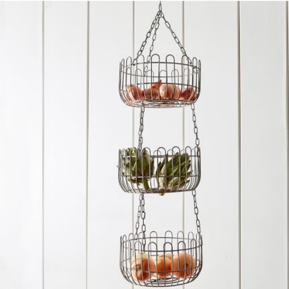 Pottery Barn farmhouse wire hanging fruit basket